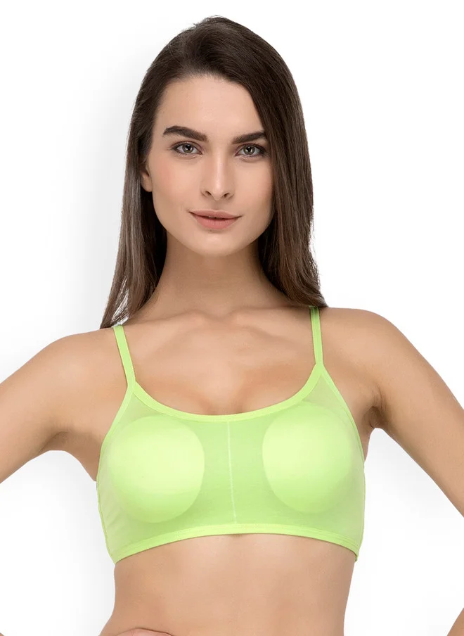 ليس اند مي  Laceandme Lime Green Solid Non-Wired Lightly Padded Styled Back Bralette Bra 4434